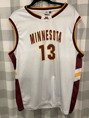 Minnesota #13 Men's White and Maroon Basketball Jersey